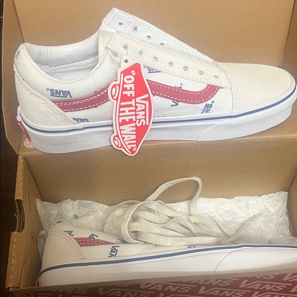 Vans White and Red Women's Shoes